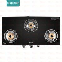 3 Burner Crystal Black Glass With MS Frame (Regular) - Mercury MS 3404