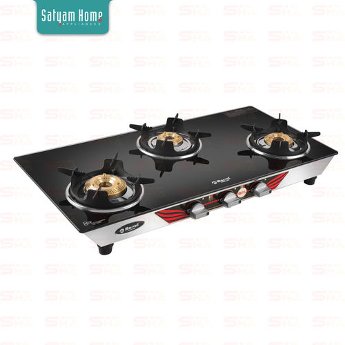 3 Burner Crystal Black With SS Air Frame - EROS SS 3402