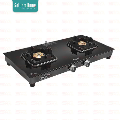 Lpg 2 Burner Crystal Black Glass With Black Mirror Finish Frame Gas Stove