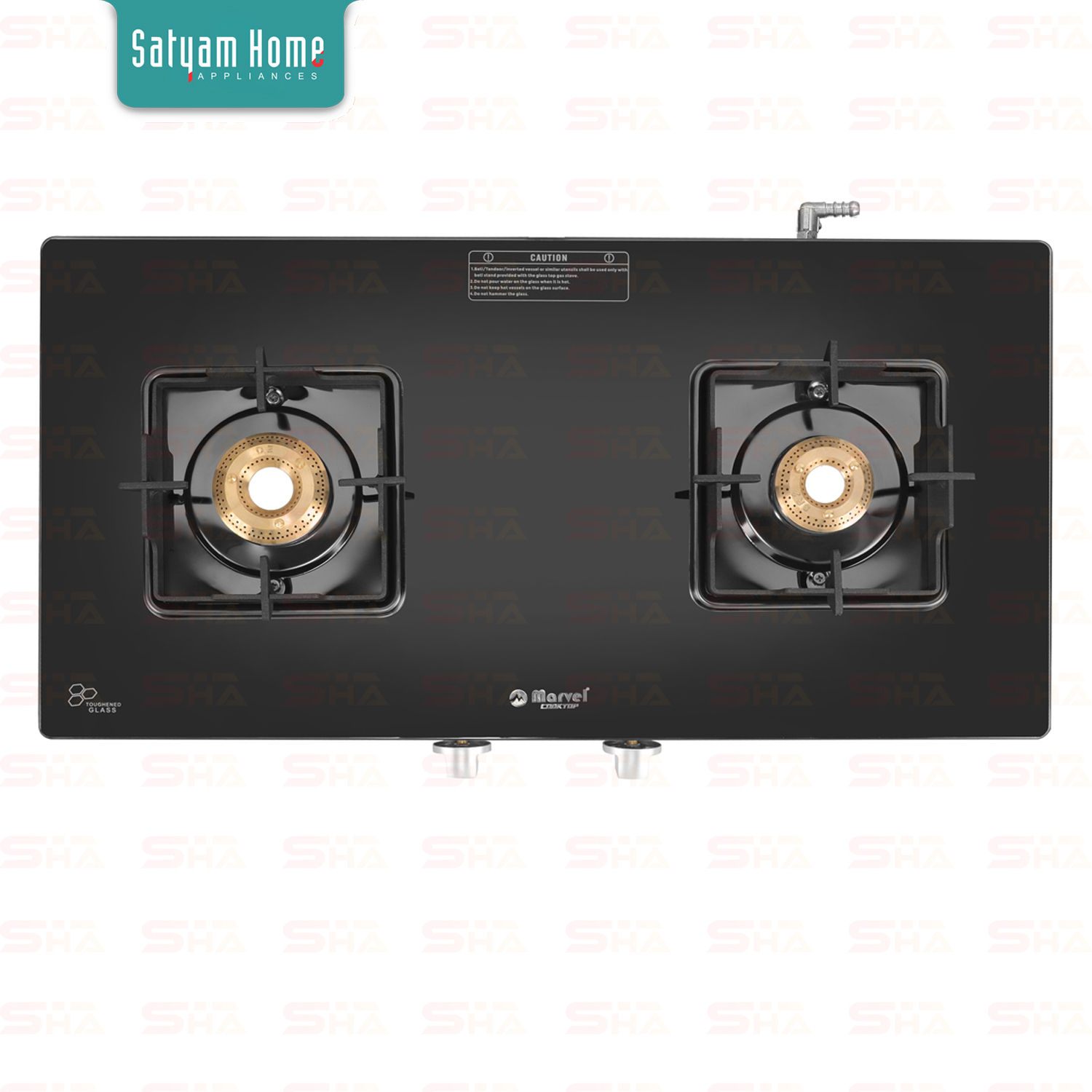 2 Burner Crystal Black Glass With Black Mirror Finish Frame - DOOM 2503