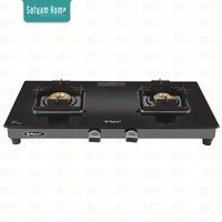 2 Burner Crystal Black Glass With Black Mirror Finish Frame - DOOM 2503