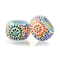 Ceramic Tea Light Holder - Color: Multicolor