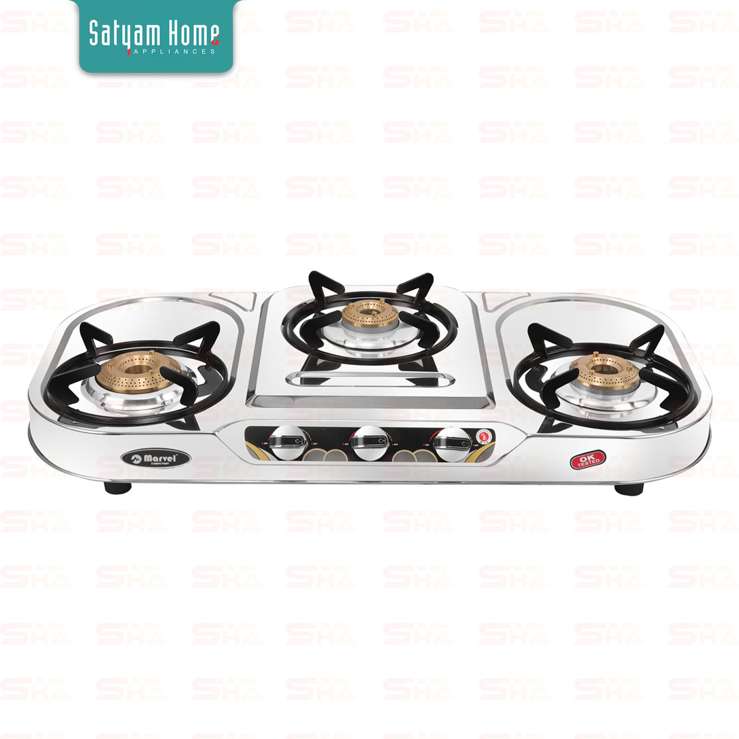 3 Burner Plus Jumbo - Jointless Stainless Steel Gas Stove