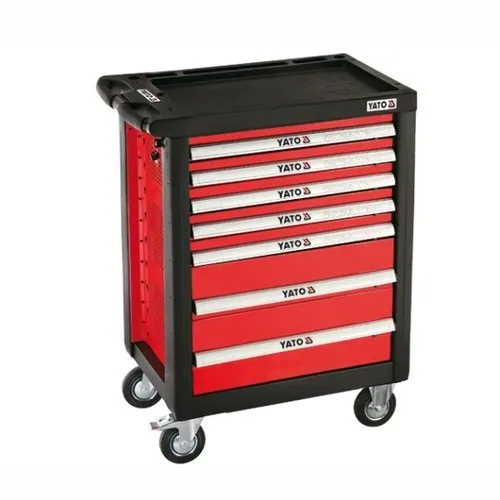 Black And Red 7 Drawers Roller Cabinet