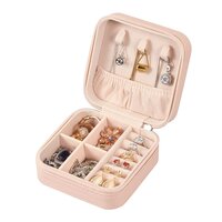 Leather Mini Jewellery box Travel Case Small Travel Jewelry Organizer Portable Jewelry Box Travel Mini Storage Organizer Portable Display Storage Box For Rings Earrings Necklaces pink