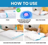 Space Saver Reusable Vacuum Storage Ziplock Compression Sealer Bags for Travel clothes and home Blankets  Quilts with hand Pump Standard Pack of 5