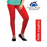 Ankle Length Leggings ( 4 way Stretchable - Bio Wash) (Red)