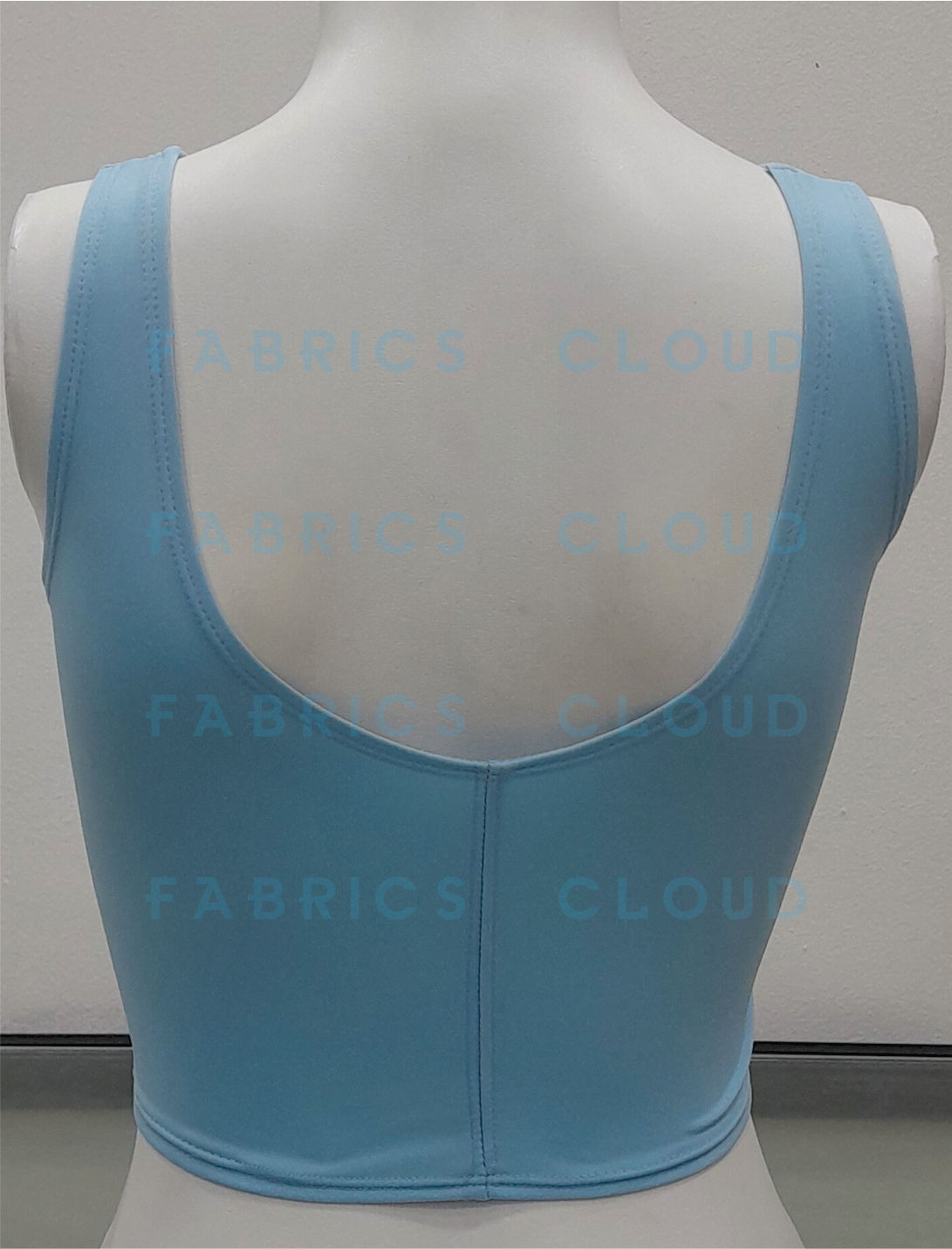 Sleeveless Croptop Blouse ( Stretchable) (Front-V Neck and Back-Round Neck) (Sky blue)