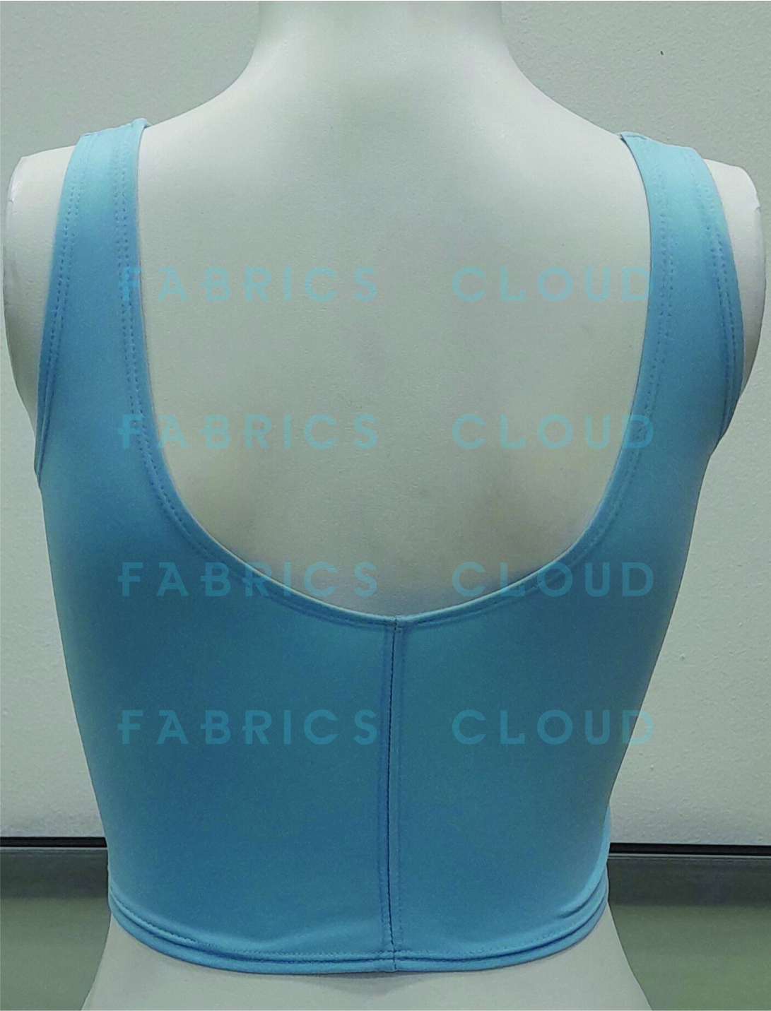 Sleeveless Croptop Blouse ( Stretchable) (Front-V Neck and Back-Round Neck) (Sky blue)