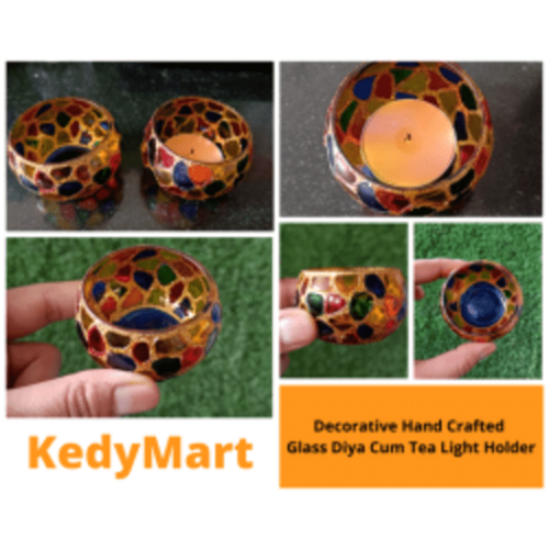Decorative Glass Tea Light Holder Small