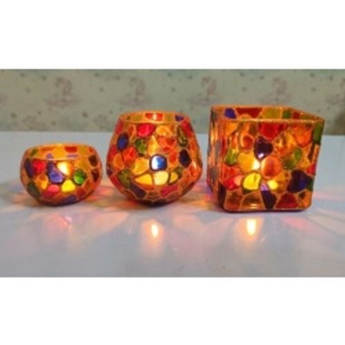 Multicolor Decorative Glass Tea Light Holder Square