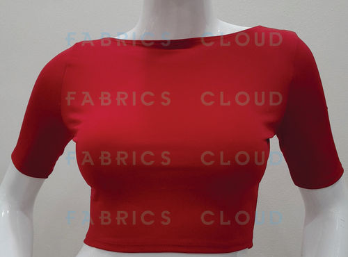 Stretchable Sleeve Blouse (Front-Boat Neck and Back-Round Neck) (Candy Red)