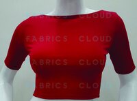Women's Stretchable Sleeve Blouse (Front-Boat Neck and Back-Round Neck) (Candy Red)