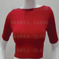 Stretchable Sleeve Blouse (front-boat Neck And Back-round Neck) (candy Red) - Micro Fiber & Spandex, Sizes S-3xl, Quick Dry & Breathable, 25 Color Options