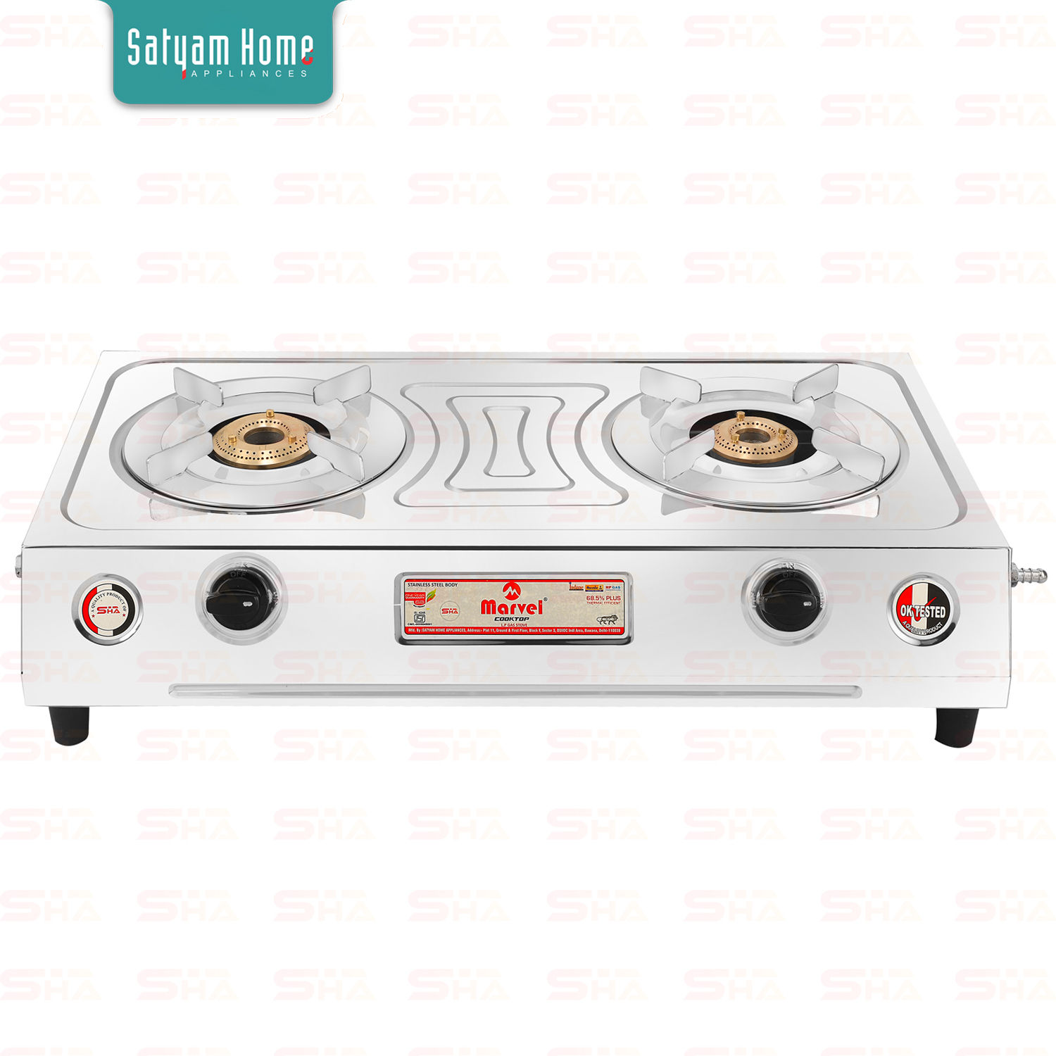 VS2 (1.25Kgs) Without Channel Panel Plating Top Stainless Steel LPG Gas Stove