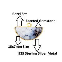Amazonite Gemstone 15x7mm Half Moon Gold Vermeil Bezel set Charm