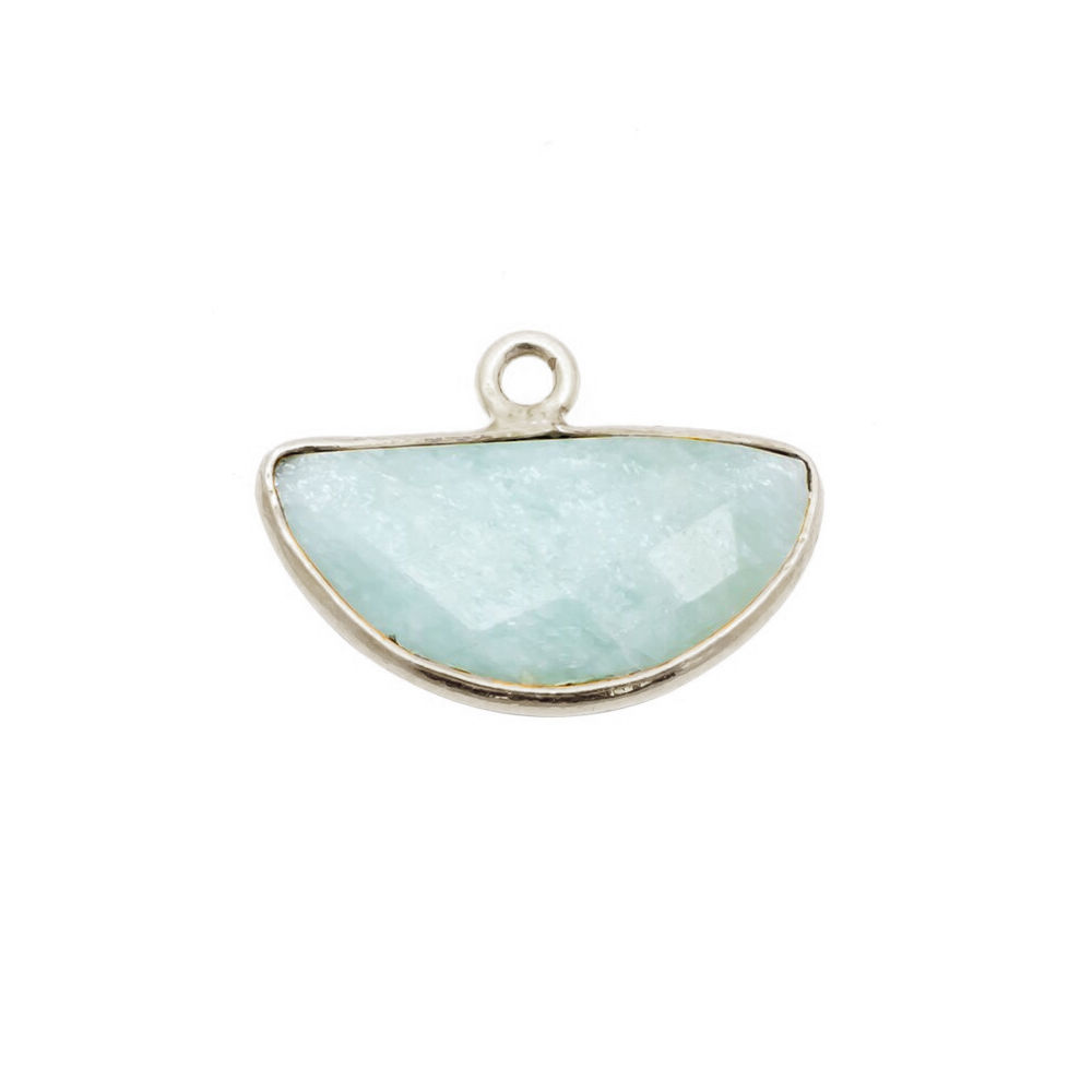 Amazonite Gemstone 15x7mm Half Moon Gold Vermeil Bezel set Charm