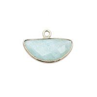 Amazonite Gemstone 15x7mm Half Moon Gold Vermeil Bezel set Charm