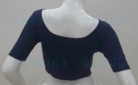 Sleeve Blouse - Spandex (Front-Boat Neck and Back-Round Neck) (Navy)