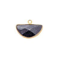 Black Sunstone Gemstone 15x7mm Half Moon Gold Vermeil Bezel set Charm