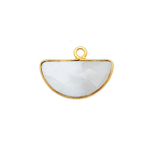 Same As Photo Blue Lace Agate Gemstone 15X7Mm Half Moon Gold Vermeil Bezel Set Charm