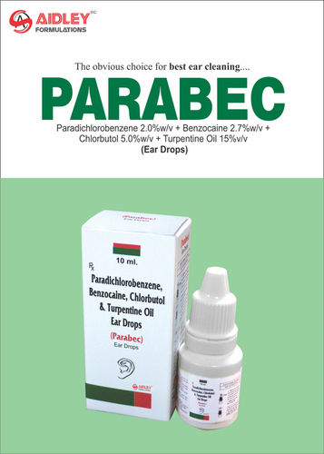 EAR DROP Paradichlorobenazene 2.0% w/v, Benzocaine 2.7% w.v,  Chlorbutol 5.0% Turpentine oil 15%
