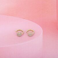 18K Gold Plated Jewelry Small Floral Huggies Silver Earring