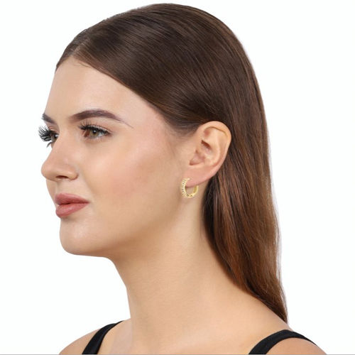 18K Gold Plated Round Moonlight Huggies Silver Earring