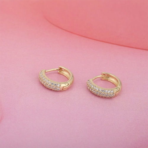 18K Gold Plated Round Moonlight Huggies Silver Earring