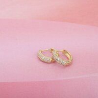 18K Gold Plated Round Moonlight Huggies Silver Earring