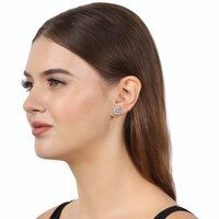 18K Gold Plated Square Stud Silver Earring