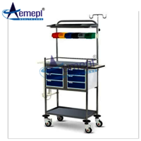 Ss Crash Cart Trolley - 27x15x59 Inch | Durable Ms And Stainless Steel, Casters With Brake, Powder Coated Finish, Standard Frame Design For Hospitals And Clinics