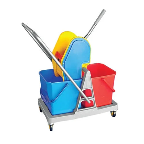 Blue & Red Wringer Mop Trolley