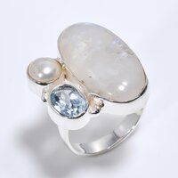 925 Sterling Silver Ring Size US 7 Natural Labradorite Amethyst Gemstone Girls Fashion Rings  Supplier