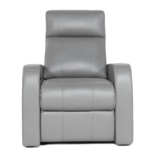 Grey Leather Recliner Chair with Cup Holder