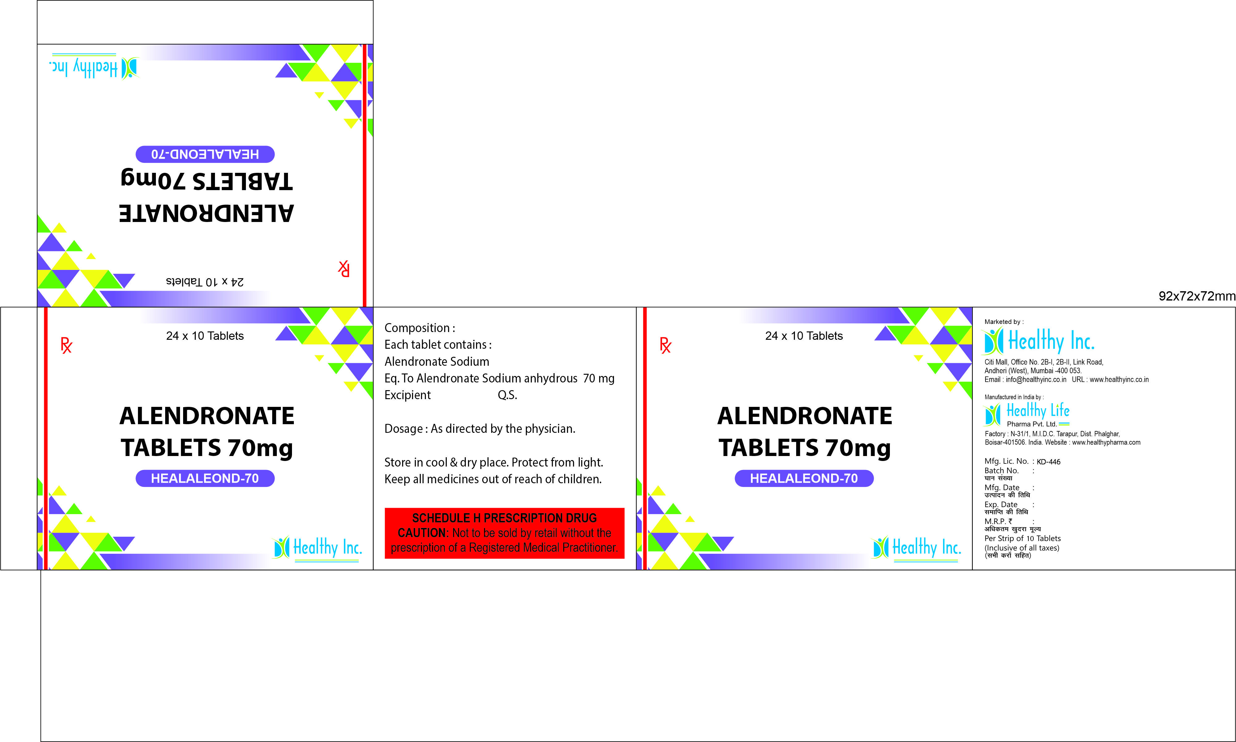 70 mg Alendronate Tablets