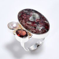 Septarian Gronate Garnet Gemstone 925 Sterling Silver Ring Size US 7 Women Fashion Rings Exporter