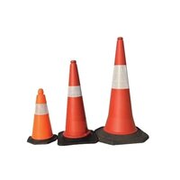 Pvc Traffic Cone - Pvc & Rubber Base, Height: 1000mm, 750mm, 500mm, Weight: 4.5kg, 2kg, 1.5kg, Orange Color, Reflective Strips
