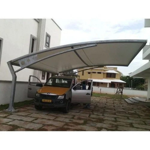 White Designer Car Parking Tensile Shed