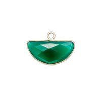 Green Onyx Gemstone 15x7mm Half Moon Gold Vermeil Bezel set Charm