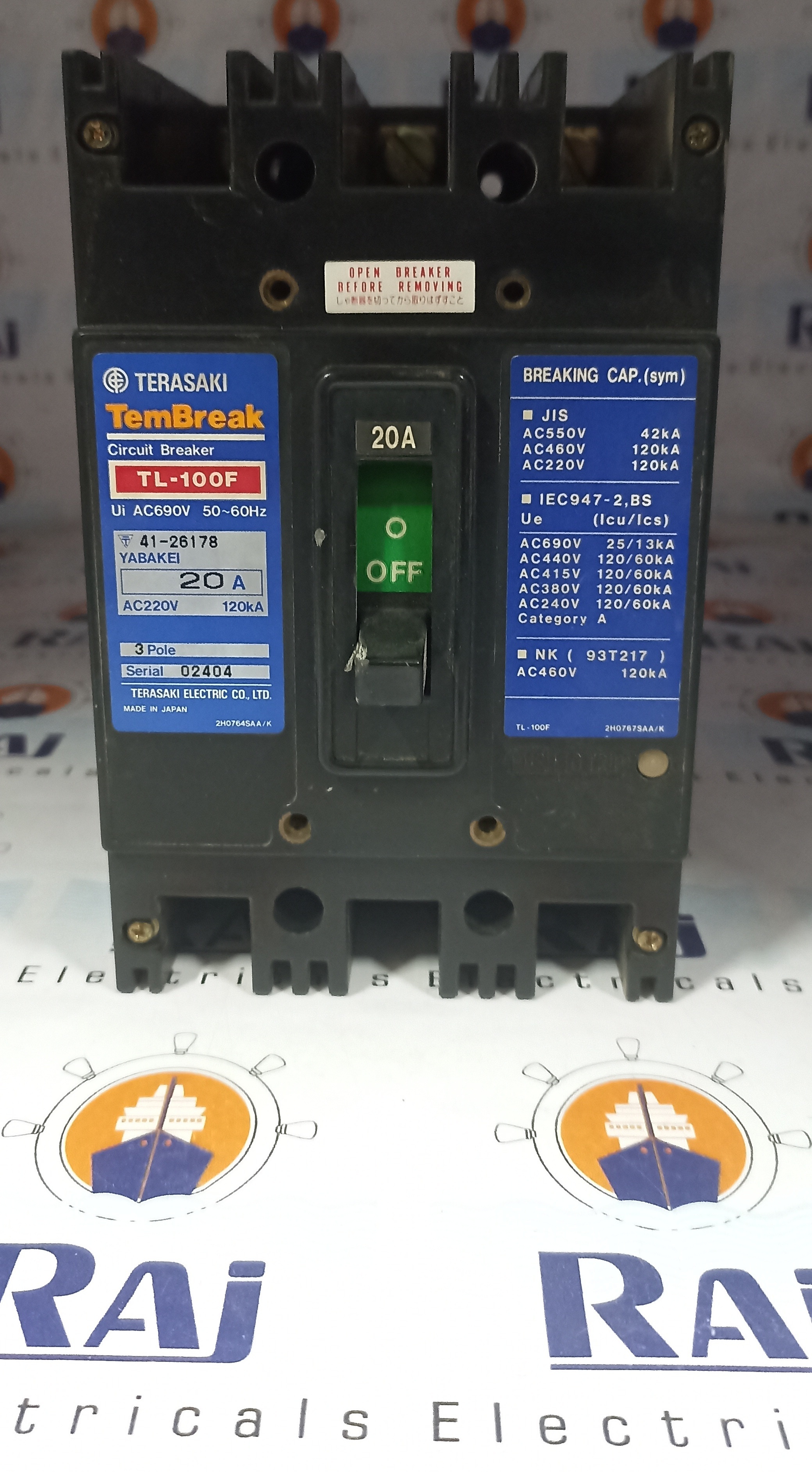 TERASAKI 20A 3P (TL-100F) MCCB