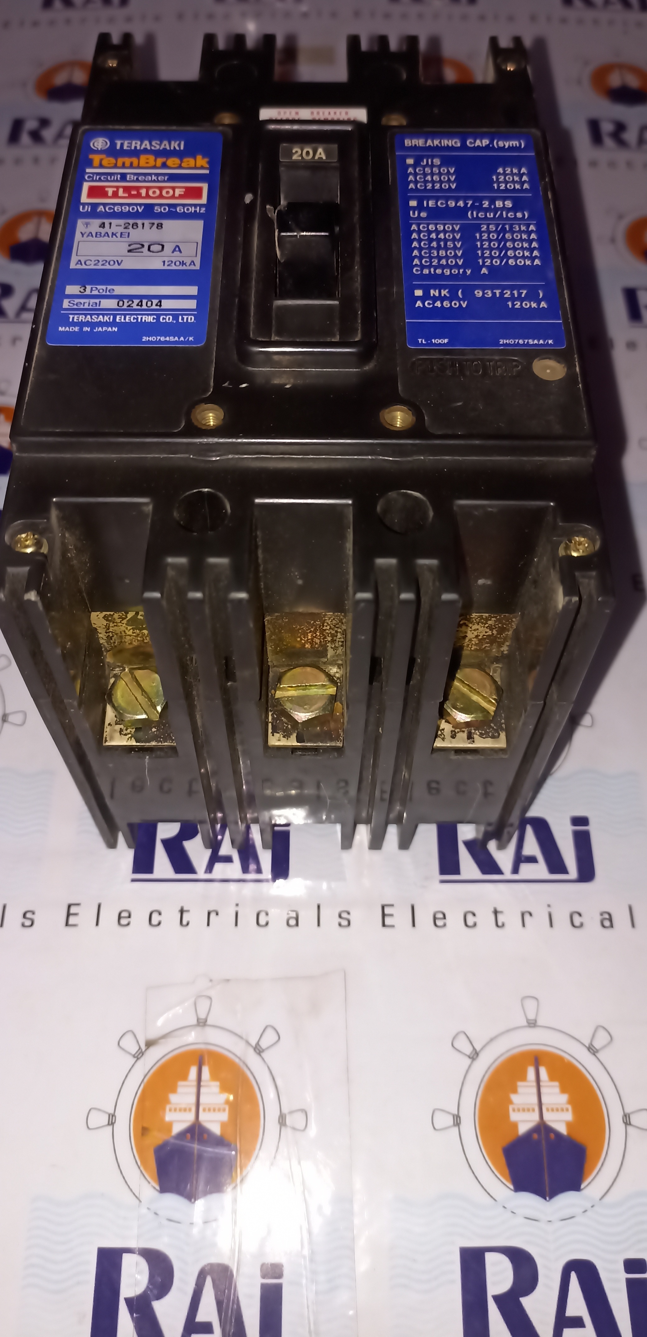 TERASAKI 20A 3P (TL-100F) MCCB