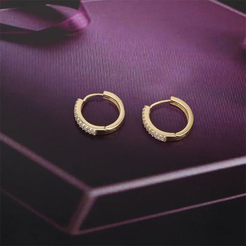 18K Gold Plated Round Small Huggies Silver Earring