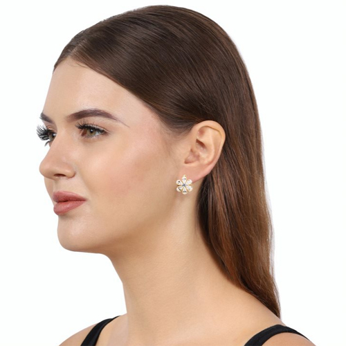 18K Gold Plated Floral Huggies Earring