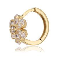 18K Gold Plated Floral Huggies Silver Earring