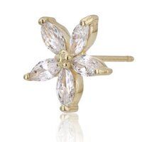 18K Gold Plated Jewelry Flower Stud Silver Earring