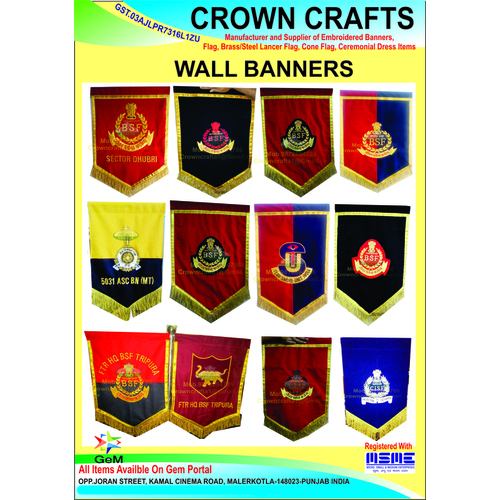 Embroidery Bunting Flag - Durable Fabric Custom Sizes Available Vivid Colors for Paramilitary Forces Display | Perfect for CRPF and BSF Events