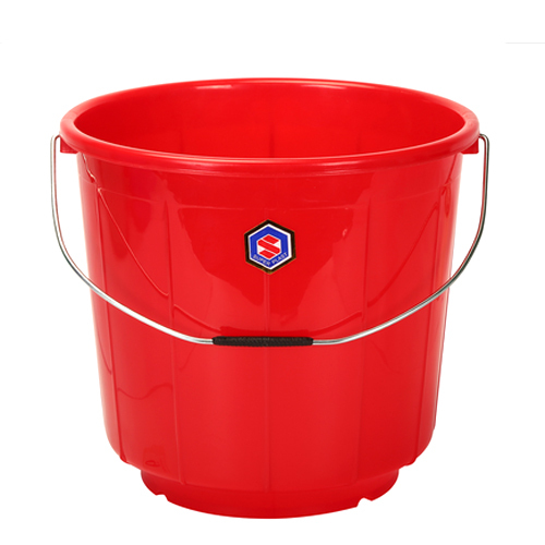 11Ltr Round Shaped Red Color Plastic Bucket - Size: 11 Ltr
