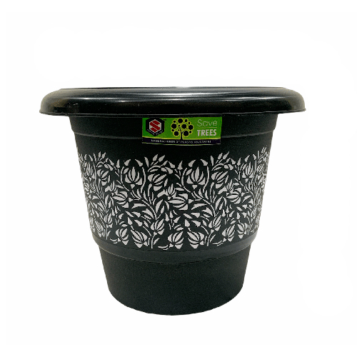 Black Printed Flower Pot
