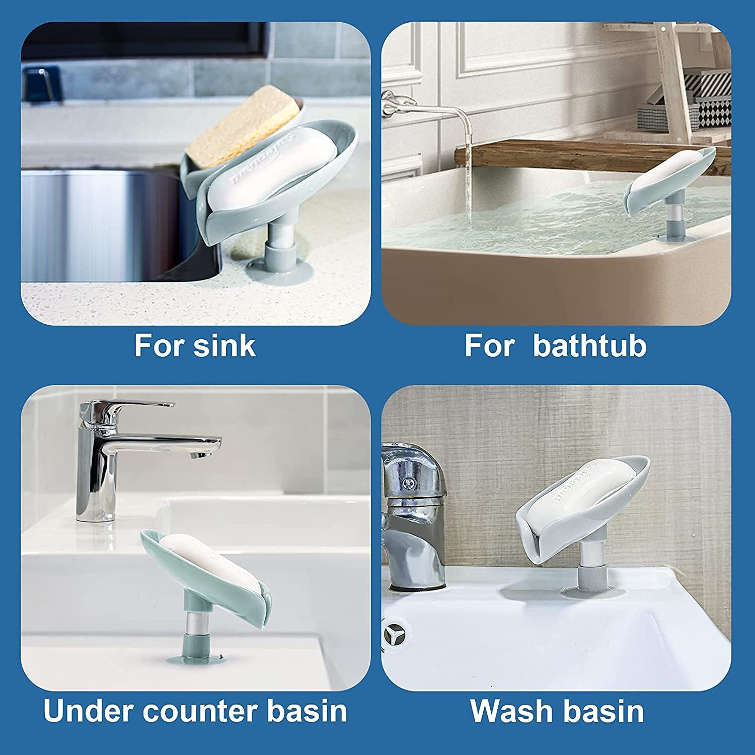 Leaf Shape Self Draining Soap Dish Holder  Easy Clean Soap Dish for Shower with Suction Cup Creative soap Box  for Bathroom  Kitchen  Bathtub Wash basins
